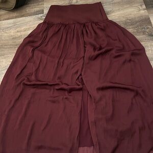 Elegant Burgundy Maxi Skirt with slit